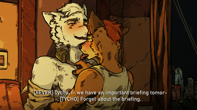 Two anthro dog people sharing an intimate moment.