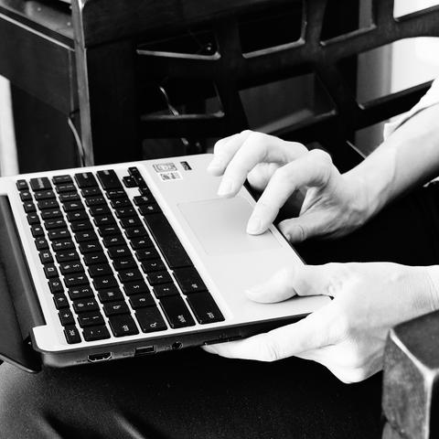 Hands on a Chromebook