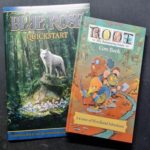 The Blue Rose Quickstart and Root Core Rules books.