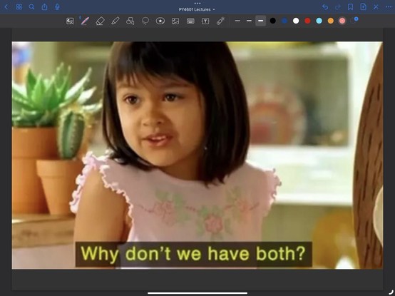 A screenshot of a gif with a girl saying “why don’t we have both?”, (from the Old El Paso Hard and Soft Tacos ad).