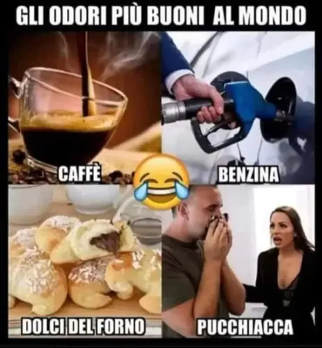 Immagine che rappresenta gli odori più buoni al mondo: Caffè, Benzina, Dolci del forno e... Pucchiacca!
