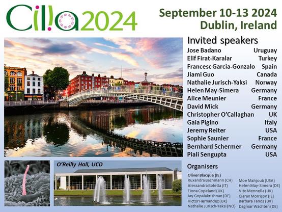 Poster announcing the conference "Cilia2024" held from September 10 to 13,  2024, in Dublin.