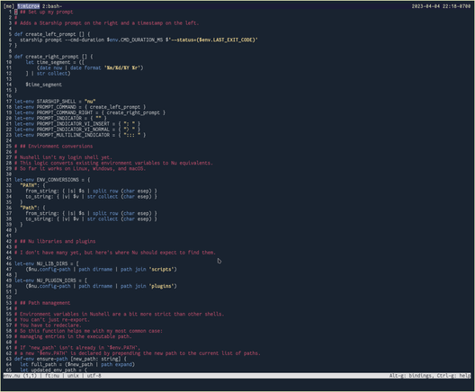 editor session showing my Nushell env.nu file with color coding for language elements