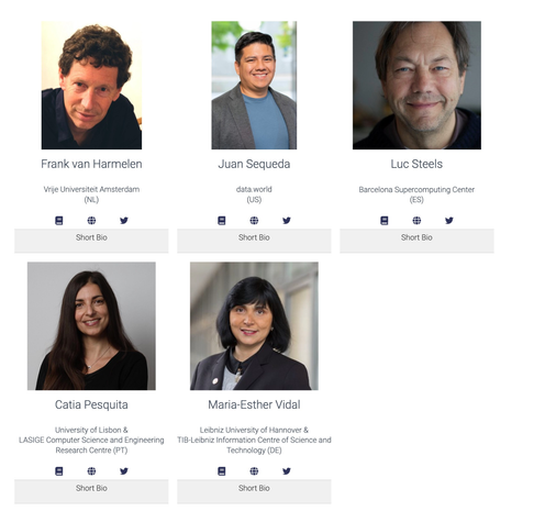 ISES 2023 keynoters: Frank van Harmelen, Juan Sequeda, Luc Steels, Catia Pesquita, Maria-Esther Vidal