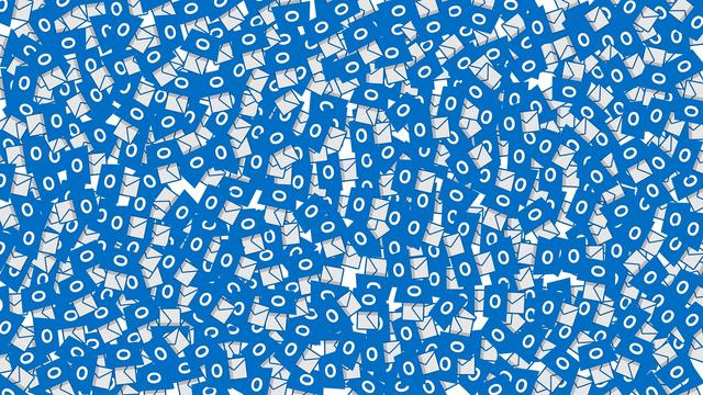 Illustration representing millions of email messages, scattered across a plain.