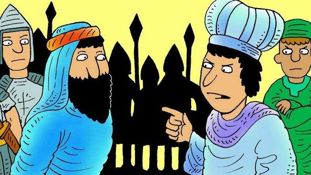 A cartoon of Jesus being questioned by the Jewish leaders