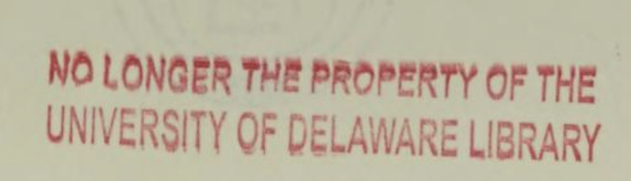 A library book de-accession stamp reading "No Longer the Property of the University of Delaware Library"