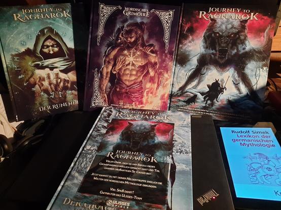 Vier Bücher im Halbkreis: Journey to Ragnarok 5e