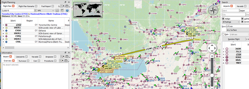 Image of an AI generated flight plan for Little Navmap and Flight Simulator 2020.