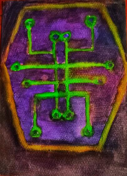 Hackers.Town's logo in aquarelle watercolours