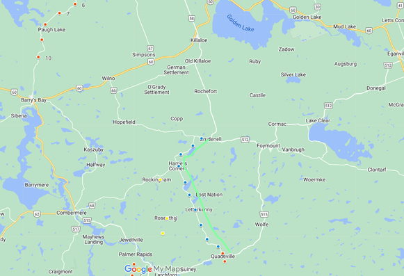 A map outlining the location of the Letterkenny survey route