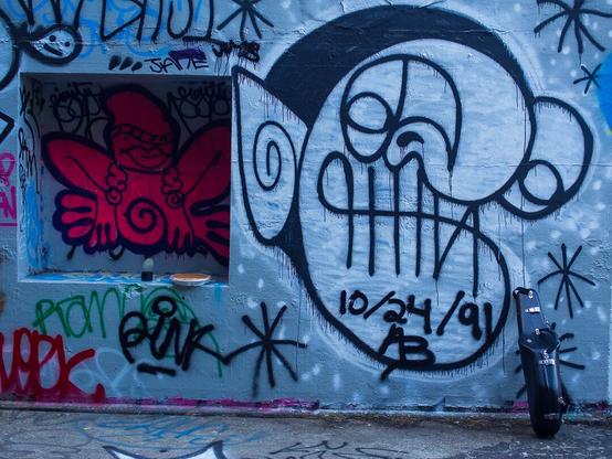 Grafitti and a Saxophone at Fort Miley, SF, CA.