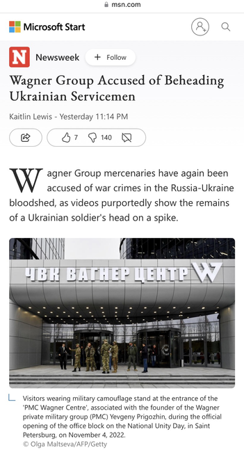 Screenshot of Newsweek article (April 11th, 2023).