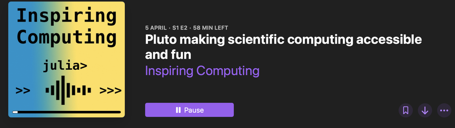 "Pluto making scientific computing accessible and fun" Inspiring Computing podcast image