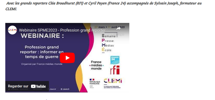 Profession Grand Reporter, informer en temps de guerre