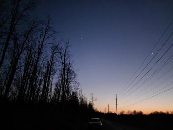 starry sunset at the start of the Owlsurvey