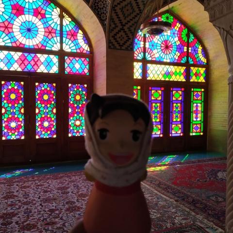Heidi in Nasir al Molk Mosque, in Shiraz Iran.