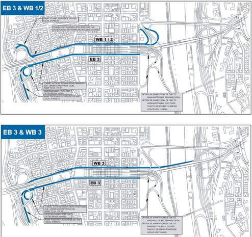 Screenshot of proposal to alleviate vehicle congestion by re-activating the 178th and 179th Street tunnels under Washington Heights.