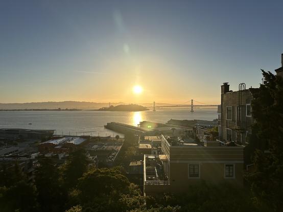 Sunrise over the east bay hills from Telegraph Hill