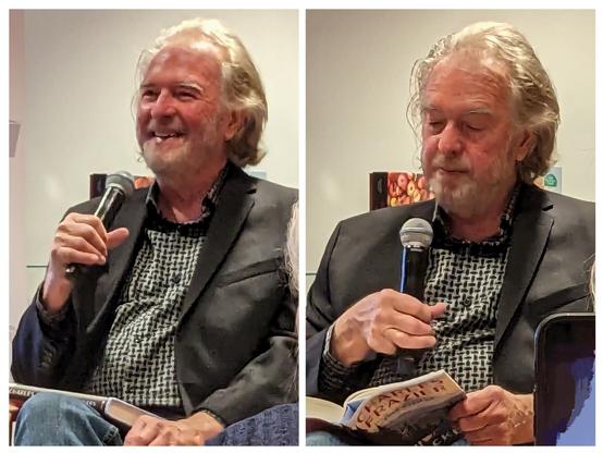 Charles Frazier, author, with a microphone.