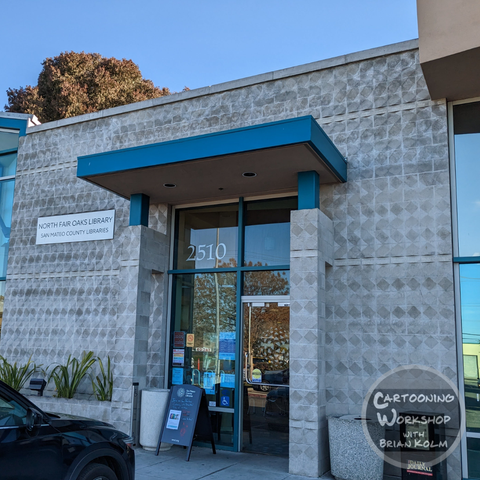 The front of the North Fair Oaks Library on the edge of Redwood City CA. A big thanks to the staff and students.