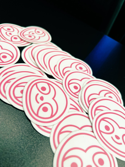 Cute pink sloth stickers, the logo of interrogate
