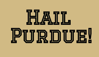 Hail Purdue is shown in black, with Purdue gold color in the background.