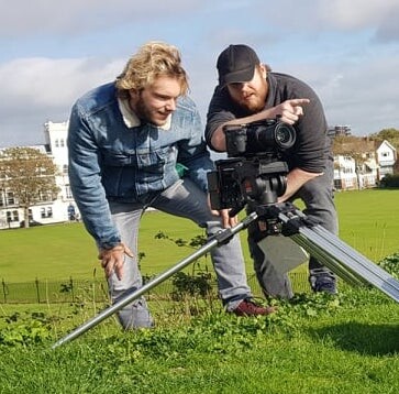 A Director (Me) and DoP setting up a shot.
