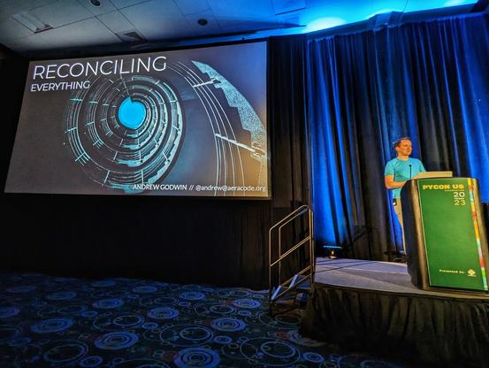Andrew presenting his talk