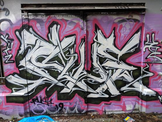 Purple graffiti.