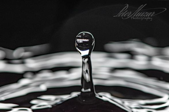 Water drop in white light.