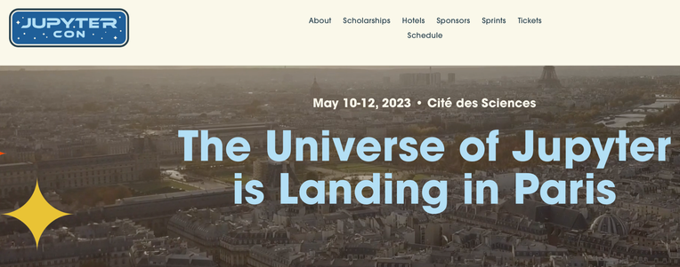 jupytercon 2023 web page - "the universe of Jupyter is landing in Paris"