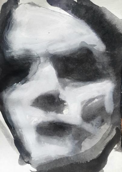 Woman's face in black and white