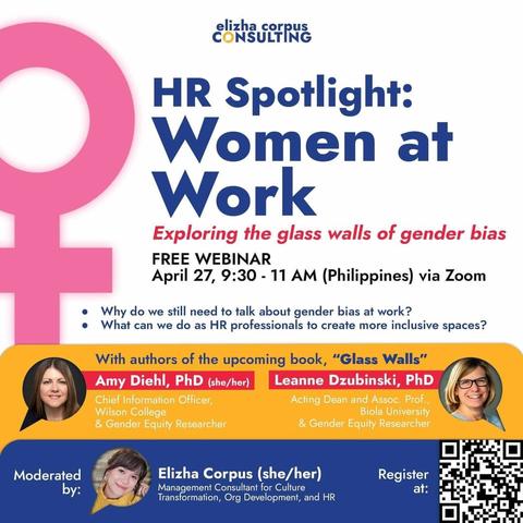 HR spotlight: women at work
Exploring the glass walls of gender bias
Free webinar
With Amy Diehl and Leanne Dzubinski
Sponsored by Elizha Corpus Consulting