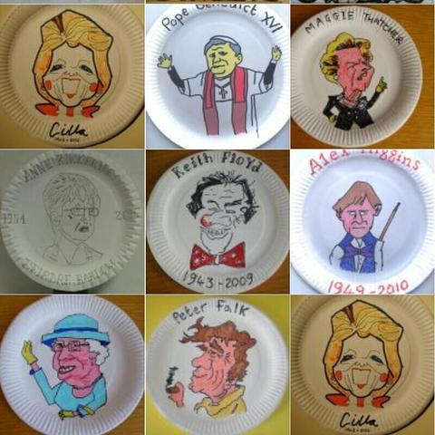.
#paperplate #paperplateart #paperplatecrafts #paperplategang #paperplates #commemorativeplate #commemorativepaperplate #cillablack #MaggieThatcher #Colombo #peterfalk #thepope #thequeen #deidrebarlow #alexhiggins  #Keithfloyd #annekirkbride #ambigramart #felttips #felttip #felttipart #deadcelebs #celebrities