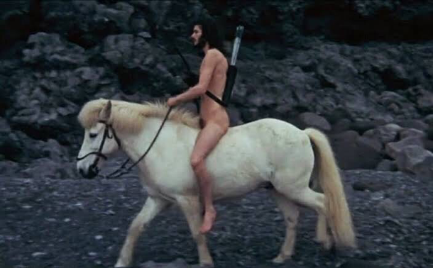 Pierre Clémenti naked on white horse 1972
