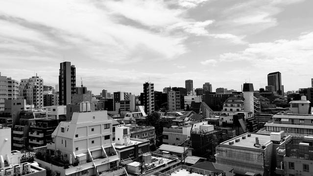 A picture taken from atop a building. It's just buildings everywhere all the way to the horizon.
