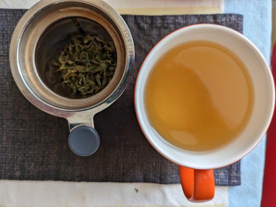 Indian green tea in a mug.