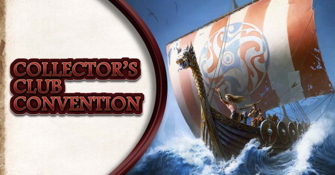 Beitragslogo: Links "Collector's Club Convention" Rechts: Thorwaler Schiff (Wikinger-Drachenbot)