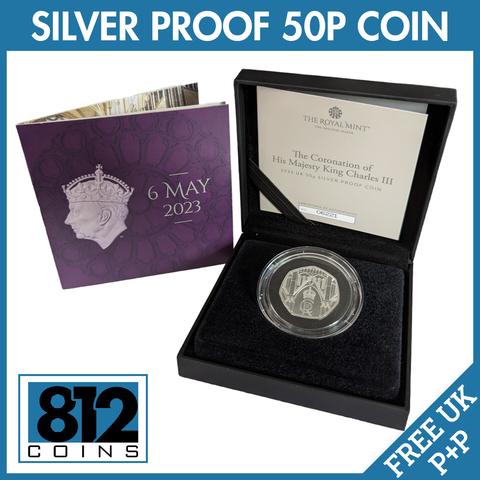 2023 King Charles III Coronation 50p SILVER PROOF Fifty Pence by the Royal Mint