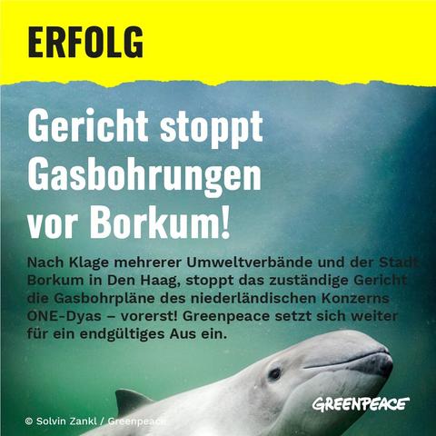 Erfolg: Gericht stoppt Gasbohrungen vor Borkum.