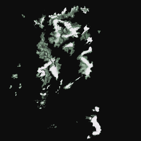 Green height map for a group of islands