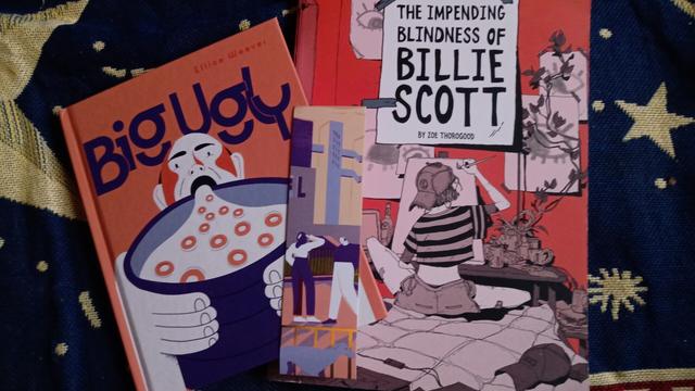 Covers of Ellice Weaver's Big Ugly, and Zoe Thorogood's Impending Blindness of Billie Scott graphic novels