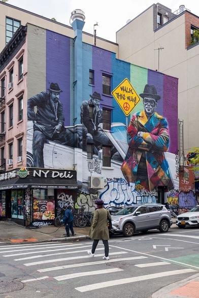 Photo of a Run-DMC mural by artist Eduardo Kobra on the southwest corner of 12th Street and Avenue A in Lower Manhattan.

East Village, NYC (2023)