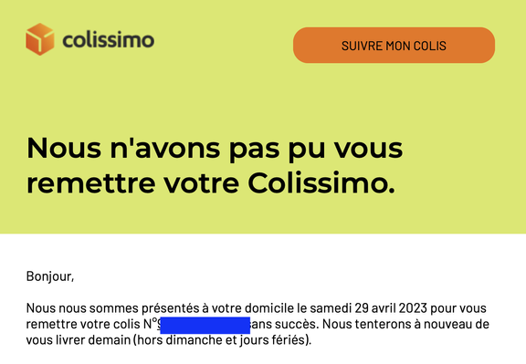 un avis de passage colissimo