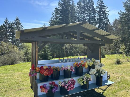 Farm stand with fresh cut flowers