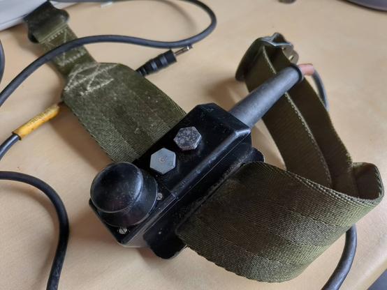 Showing a Clansman Morse key + leg strap after some cleaning and a replacement 3.5mm jack fitted.
