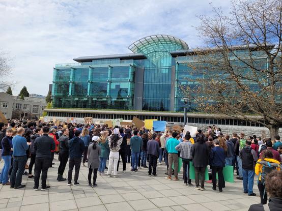 Rally in front of Koerner Library