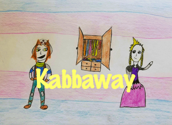 Cloud Strife and Aerith Gainsborough stand in front of a open closet full of colourful clothes. Transmasc Aerith sports the Shinra Public Security Forces uniform, putting his hands on his hips and smiling flirtatiously at Cloud. Transfem Cloud dons two braids and a headband with a bow, along with a corseted dress with puffy shoulders and long, frilly sleeves. She waves her left arm at Aerith with a shy smile, holding her right arm against the front of her torso. The background features the colours of the transgender flag.