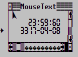 A screenshot of Microsoft Terminal Preview showing some (monochrome, white on black) MouseText art of a window with titlebars and scrollbar, that has been slightly messed up on the bottom scrollbar.
